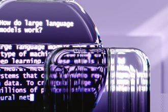Ilustração abstrata representando modelos de linguagem e tecnologia de inteligência artificial