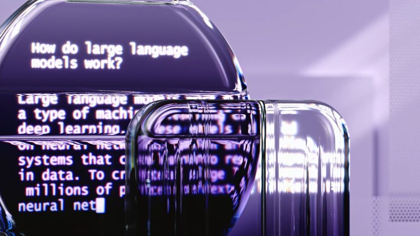 Ilustração abstrata representando modelos de linguagem e tecnologia de inteligência artificial