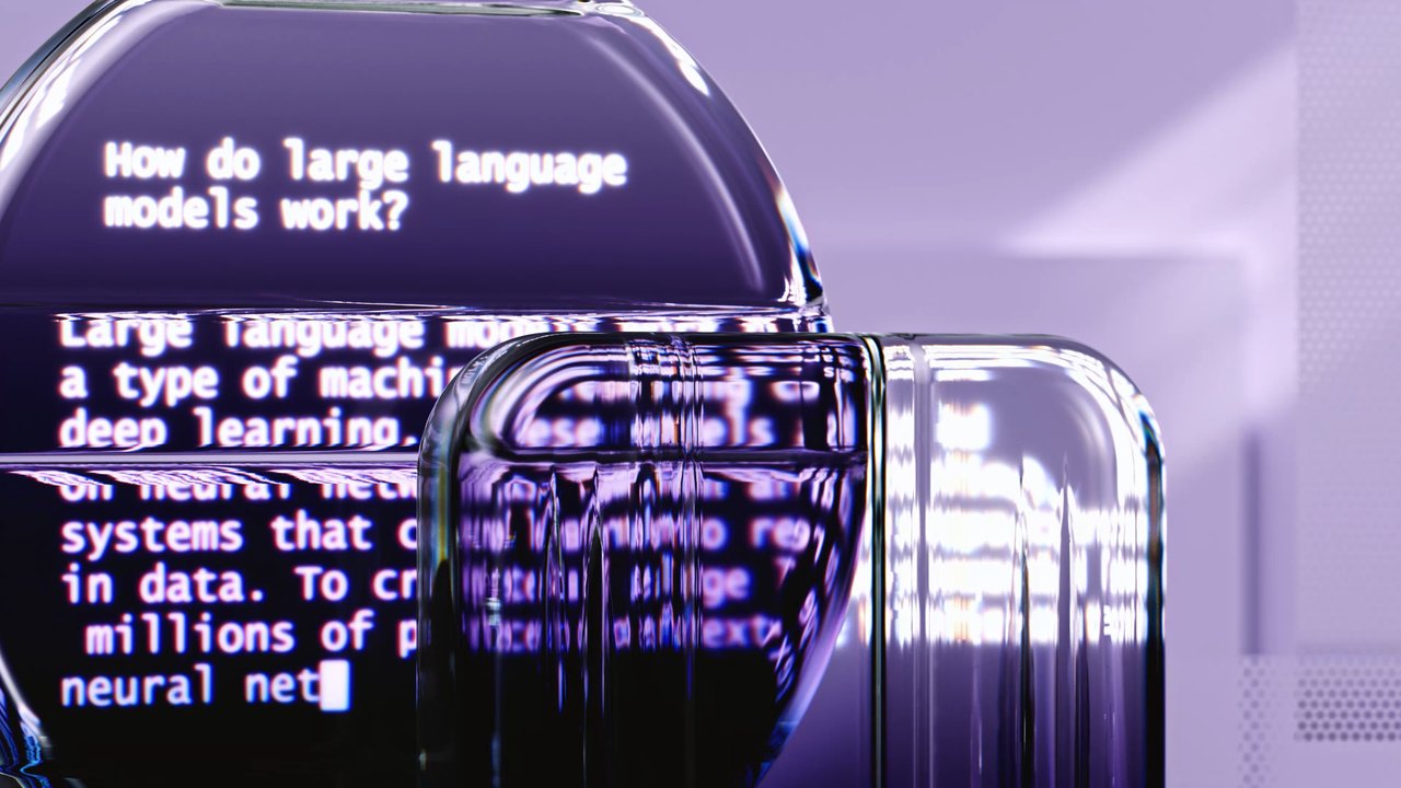 Ilustração abstrata representando modelos de linguagem e tecnologia de inteligência artificial